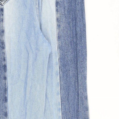 PacSun Womens Blue Cotton Straight Jeans Size 28 in L27 in Regular Zip - Raw Hem Patchwork Denim