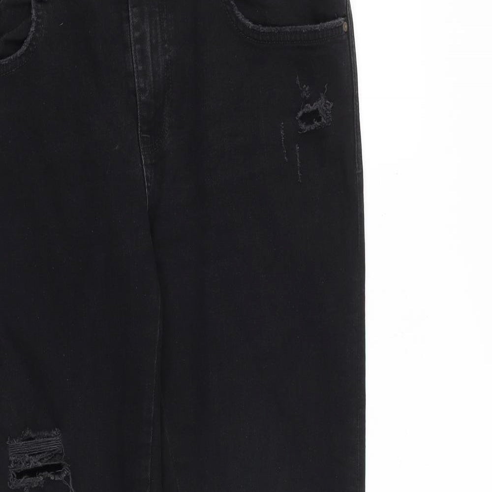 Zara Womens Black Cotton Skinny Jeans Size 14 L27 in Regular Zip - Raw Hem
