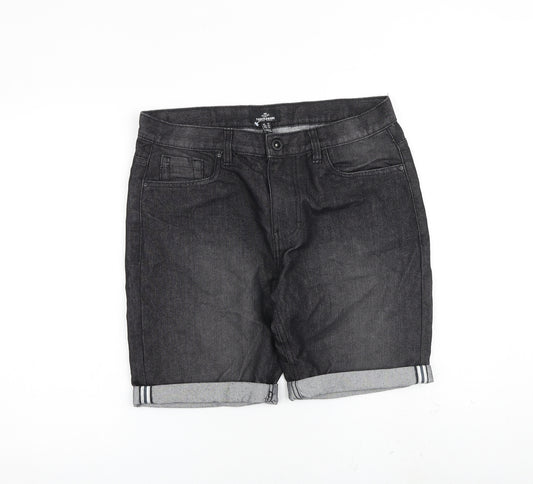 Threadbare Mens Black Cotton Bermuda Shorts Size 32 in L8 in Regular Zip