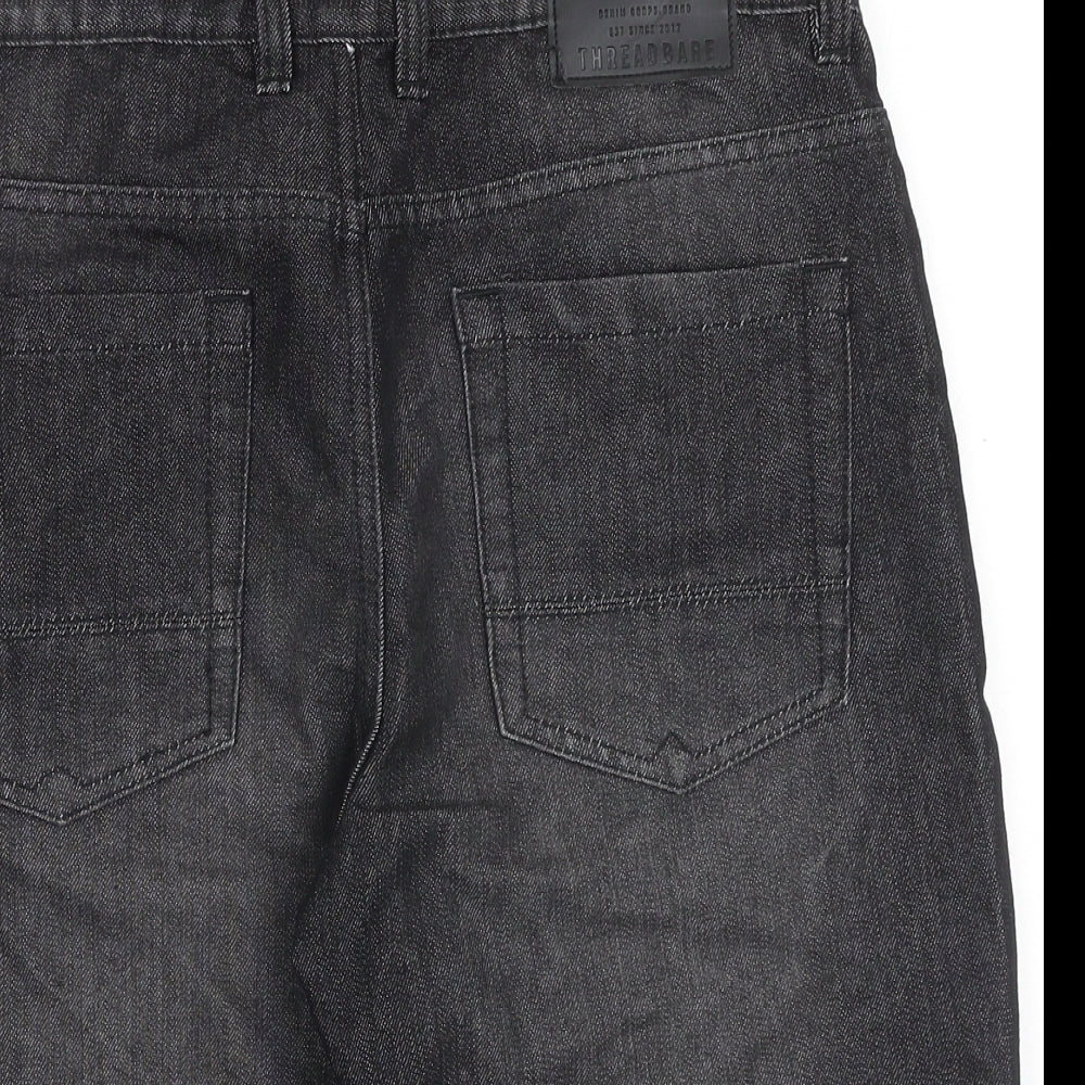 Threadbare Mens Black Cotton Bermuda Shorts Size 32 in L8 in Regular Zip