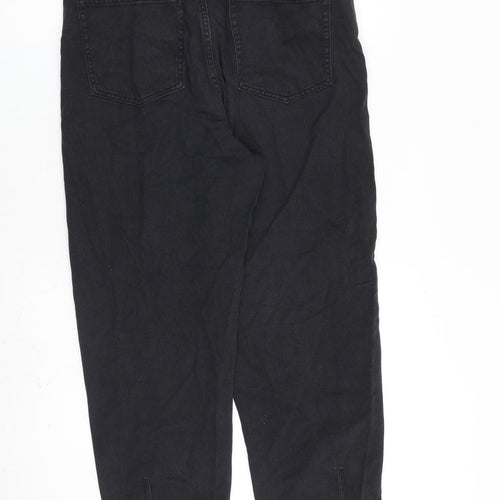 H&M Womens Black Cotton Tapered Jeans Size 14 L26 in Regular Zip
