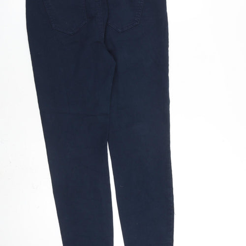 Wallis Womens Blue Cotton Skinny Jeans Size 12 L29 in Slim Zip
