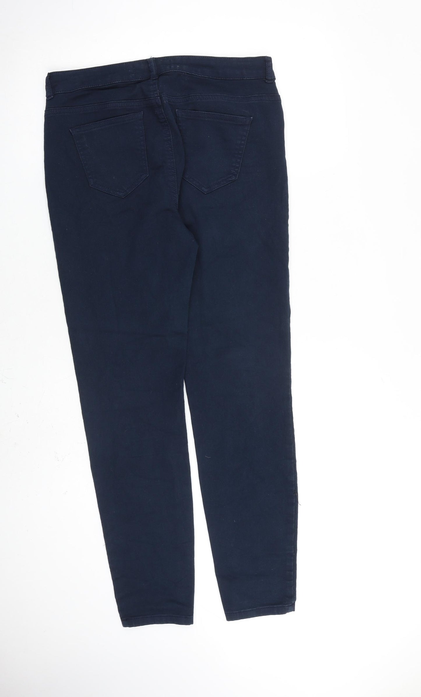 Wallis Womens Blue Cotton Skinny Jeans Size 12 L29 in Slim Zip