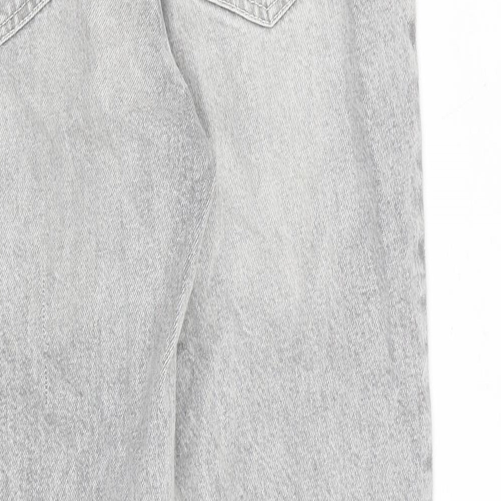 Bershka Womens Grey Cotton Straight Jeans Size 10 L27 in Regular Zip