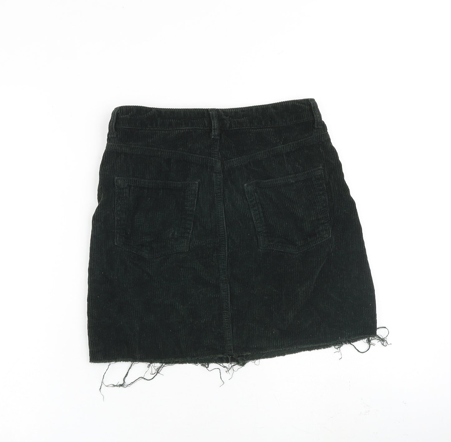 Topshop Womens Black Cotton A-Line Skirt Size 8 Zip