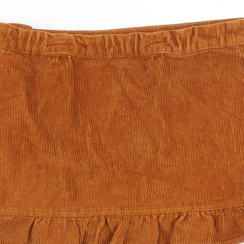 Matalan Girls Brown 100% Cotton A-Line Skirt Size 7 Years Regular Zip - Frill