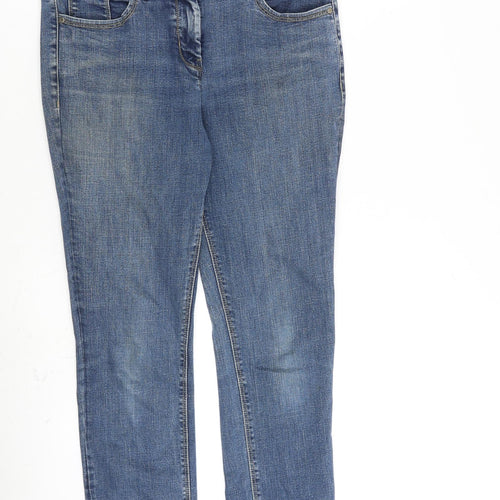 John Rocha Womens Blue Cotton Straight Jeans Size 10 L25 in Regular Zip