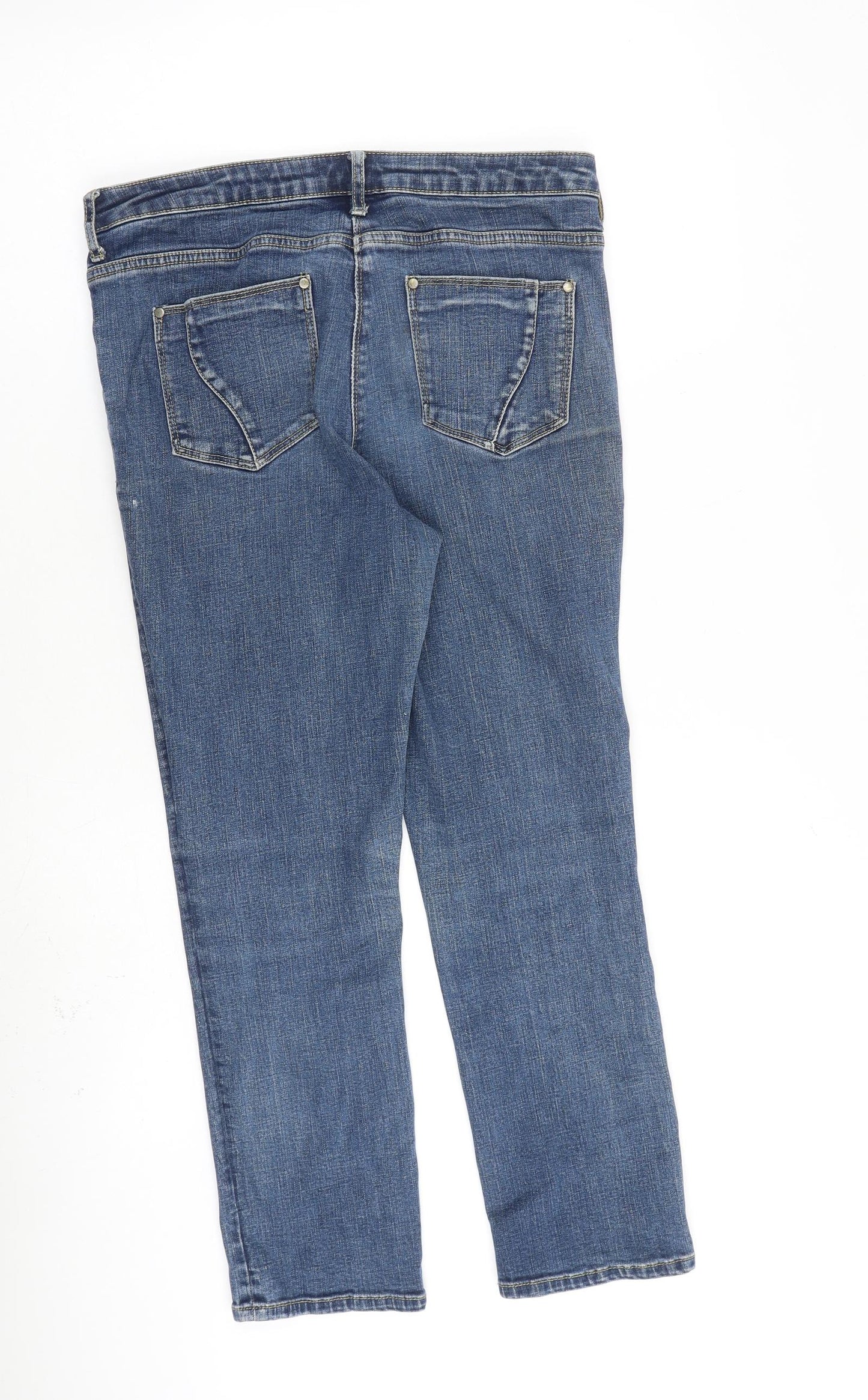 John Rocha Womens Blue Cotton Straight Jeans Size 10 L25 in Regular Zip