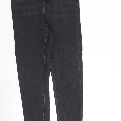 Topshop Womens Grey Cotton Straight Jeans Size 30 in L30 in Regular Zip