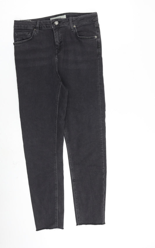 Topshop Womens Grey Cotton Straight Jeans Size 30 in L30 in Regular Zip
