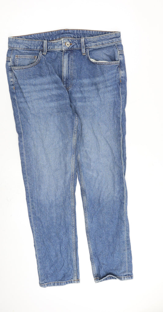 COLLUSION Womens Blue Cotton Straight Jeans Size 34 in L29 in Regular Zip