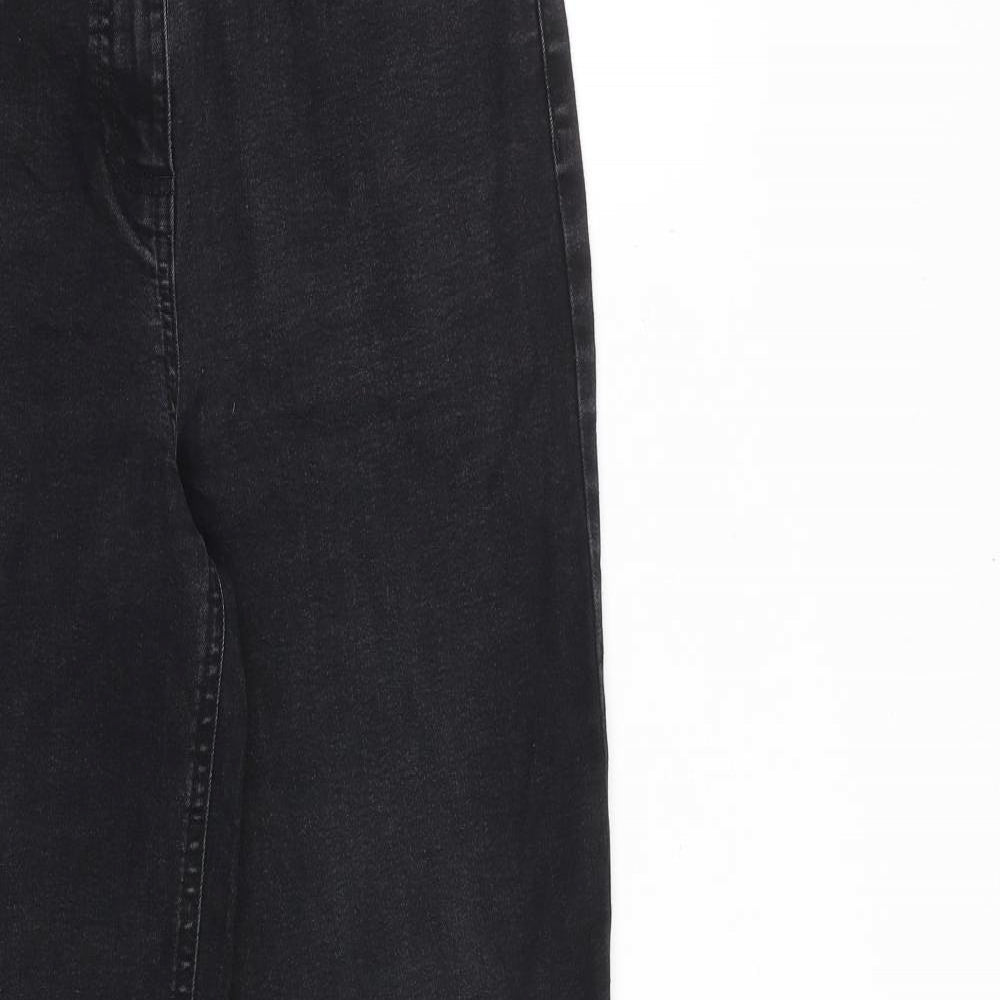 Papaya Womens Black Cotton Bootcut Jeans Size 10 L30 in Regular Zip