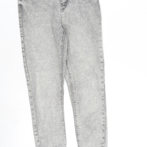 Denim & Co. Womens Grey Cotton Skinny Jeans Size 10 L28 in Regular Zip