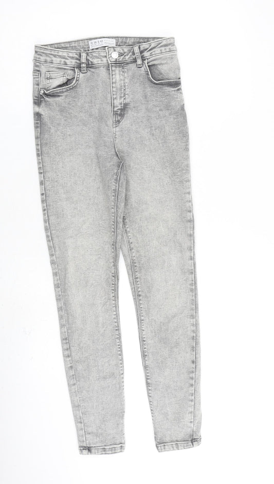 Denim & Co. Womens Grey Cotton Skinny Jeans Size 10 L28 in Regular Zip