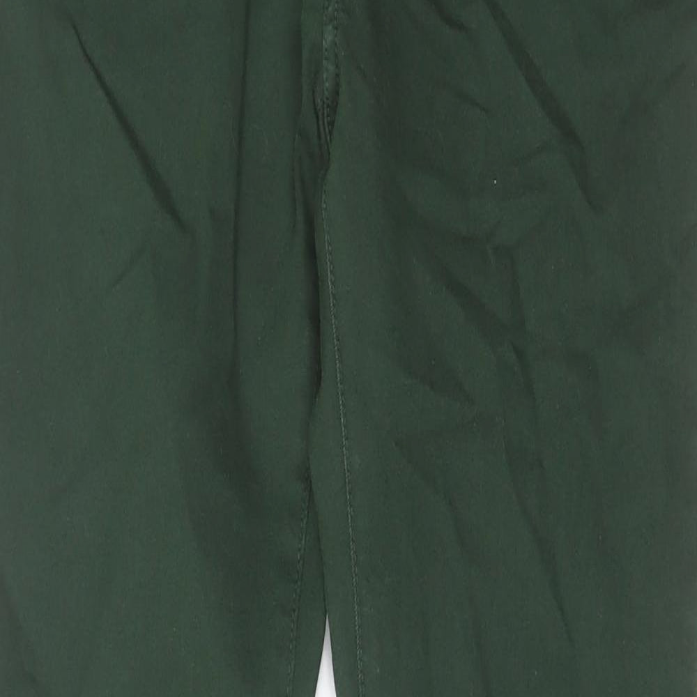 H&M Womens Green Cotton Straight Jeans Size 14 L30 in Regular Zip