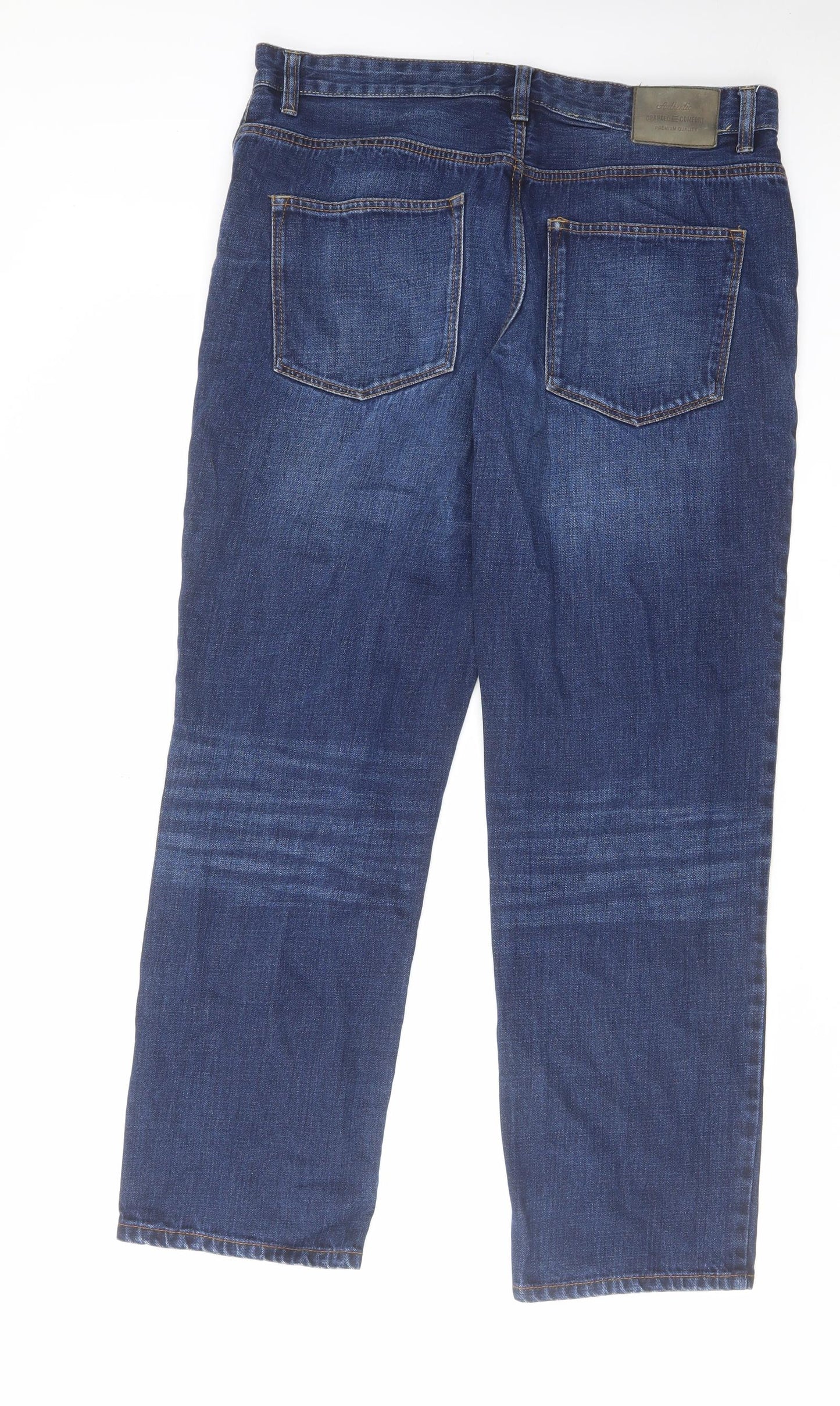 TU Mens Blue Cotton Straight Jeans Size 34 in L30 in Regular Zip