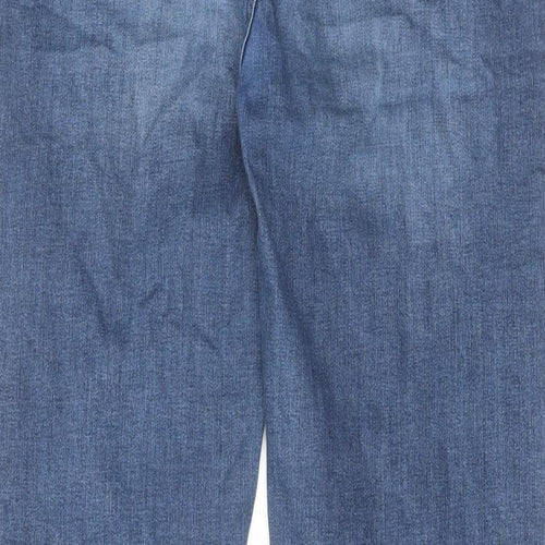 Marks and Spencer Womens Blue Herringbone Cotton Straight Jeans Size 12 L31 in Regular Zip