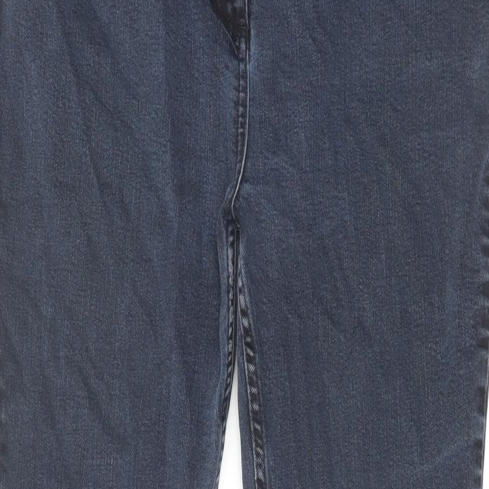 Per Una Womens Blue Cotton Straight Jeans Size 16 L27 in Regular Zip