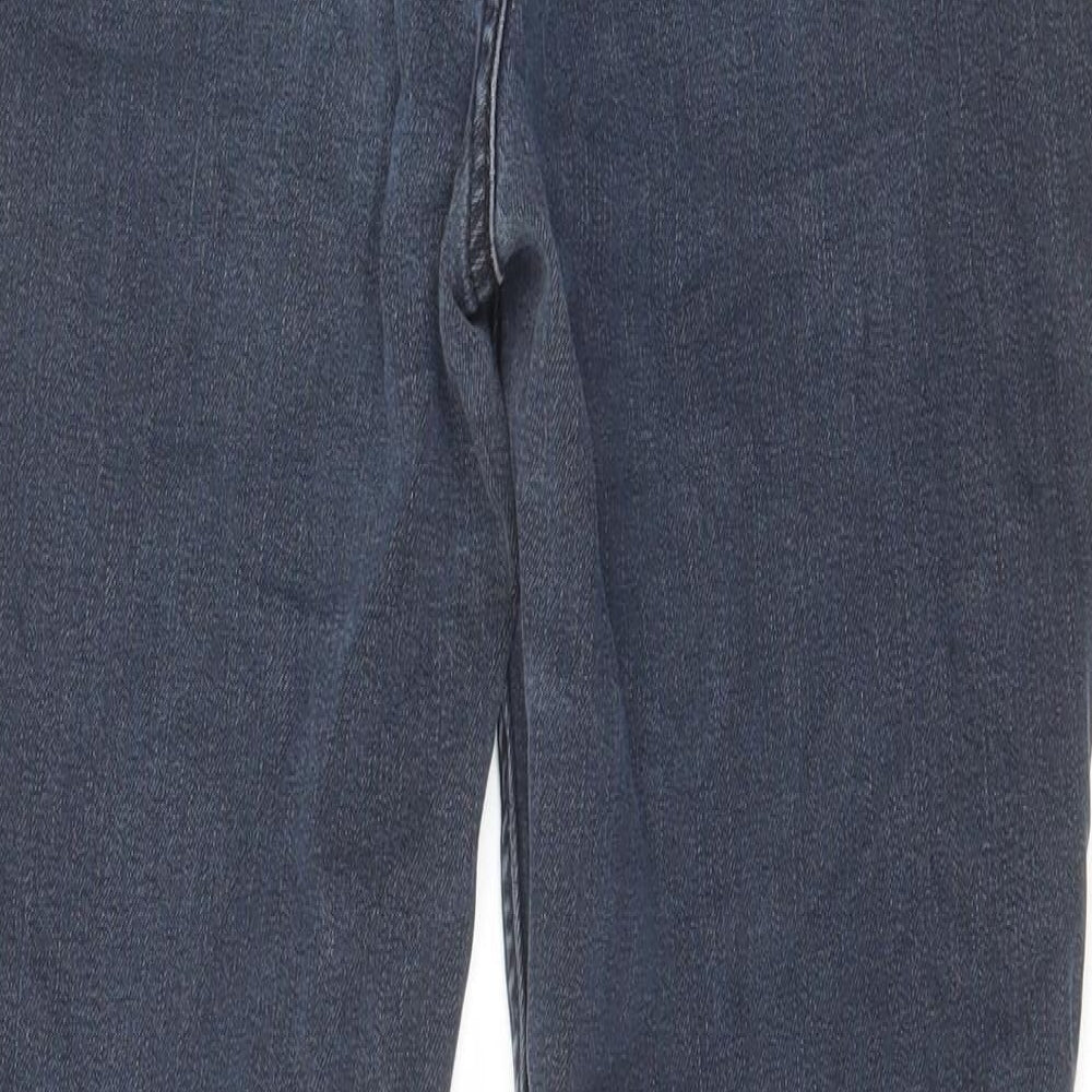 Per Una Womens Blue Cotton Straight Jeans Size 16 L27 in Regular Zip