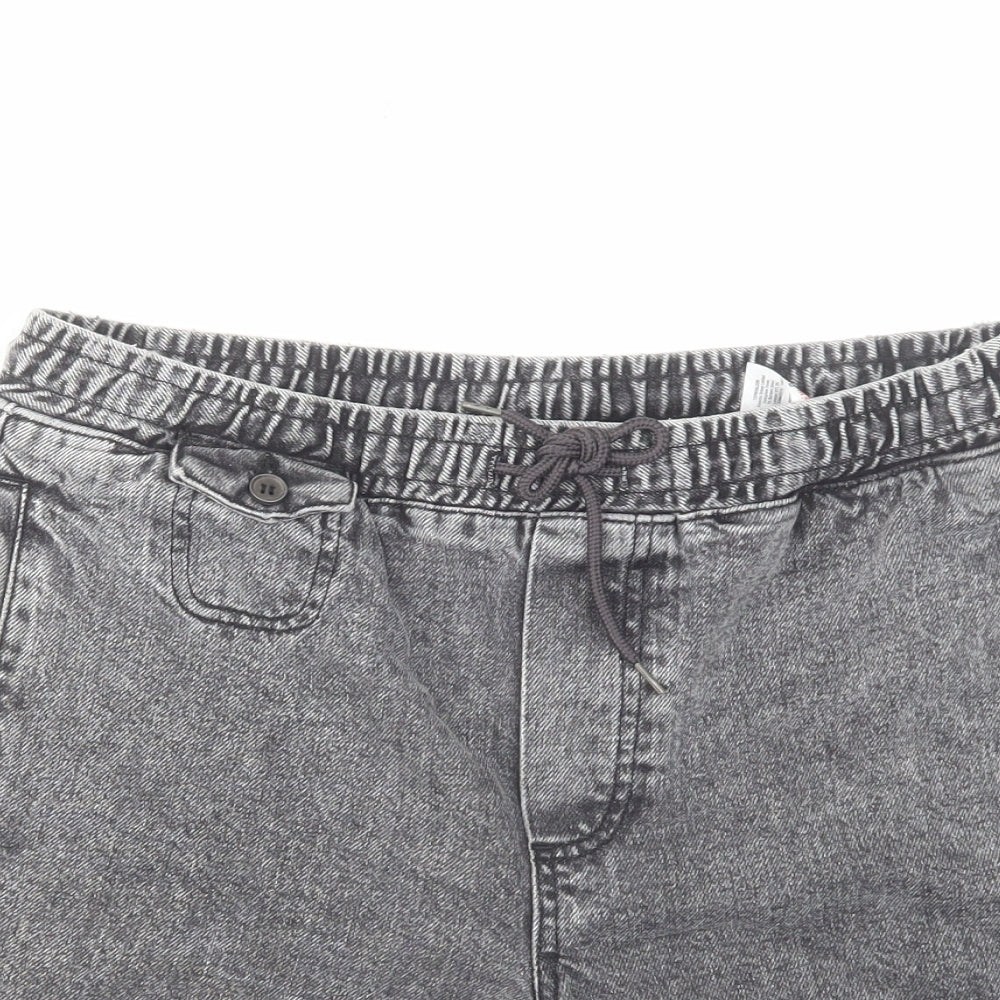 Topman Mens Grey Cotton Bermuda Shorts Size 32 in L8 in Regular Drawstring - Acid Wash Effect