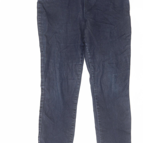 Wallis Womens Blue Cotton Straight Jeans Size 12 L27 in Regular Zip