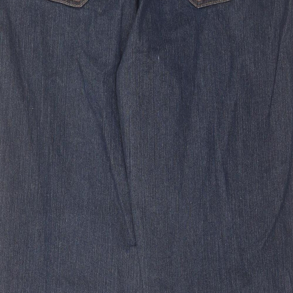 New Look Womens Blue Cotton Straight Jeans Size 16 L28 in Regular Zip