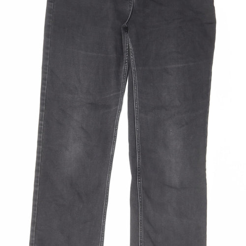 Per Una Womens Black Cotton Straight Jeans Size 12 L28 in Regular Zip