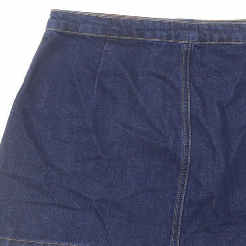 Topshop Womens Blue Cotton Mini Skirt Size 28 in Button