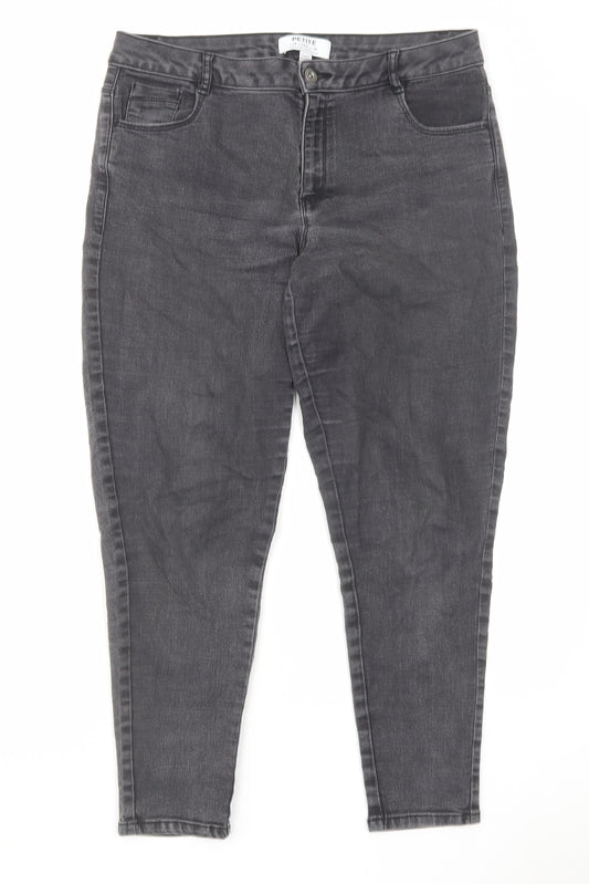 Dorothy Perkins Womens Grey Cotton Skinny Jeans Size 12 L24.5 in Regular Zip