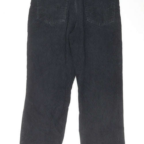 Avenue Mens Black Cotton Trousers Size 34 in L28 in Regular Zip