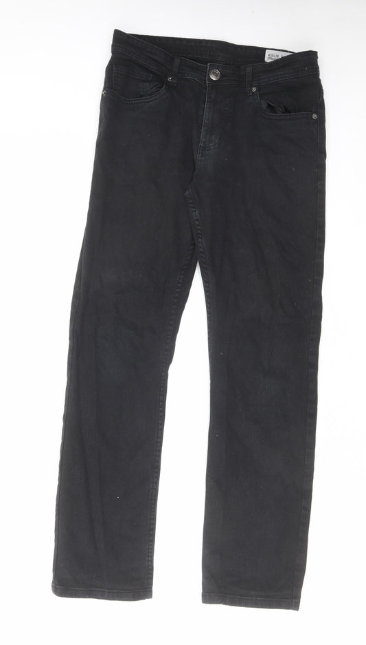 Denim & Co. Mens Black Cotton Straight Jeans Size 30 in L30 in Regular Zip