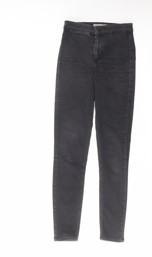 Topshop Womens Black Cotton Skinny Jeans Size 26 in L30 in Regular Zip