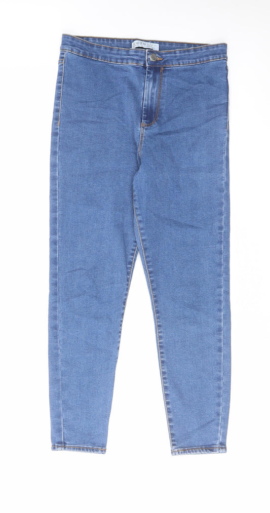 Denim & Co. Womens Blue Cotton Skinny Jeans Size 12 L24 in Regular Zip