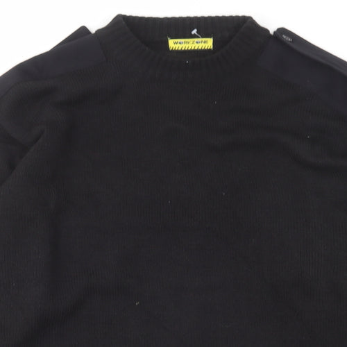Workzone Mens Black Round Neck Acrylic Pullover Jumper Size 2XL Long Sleeve