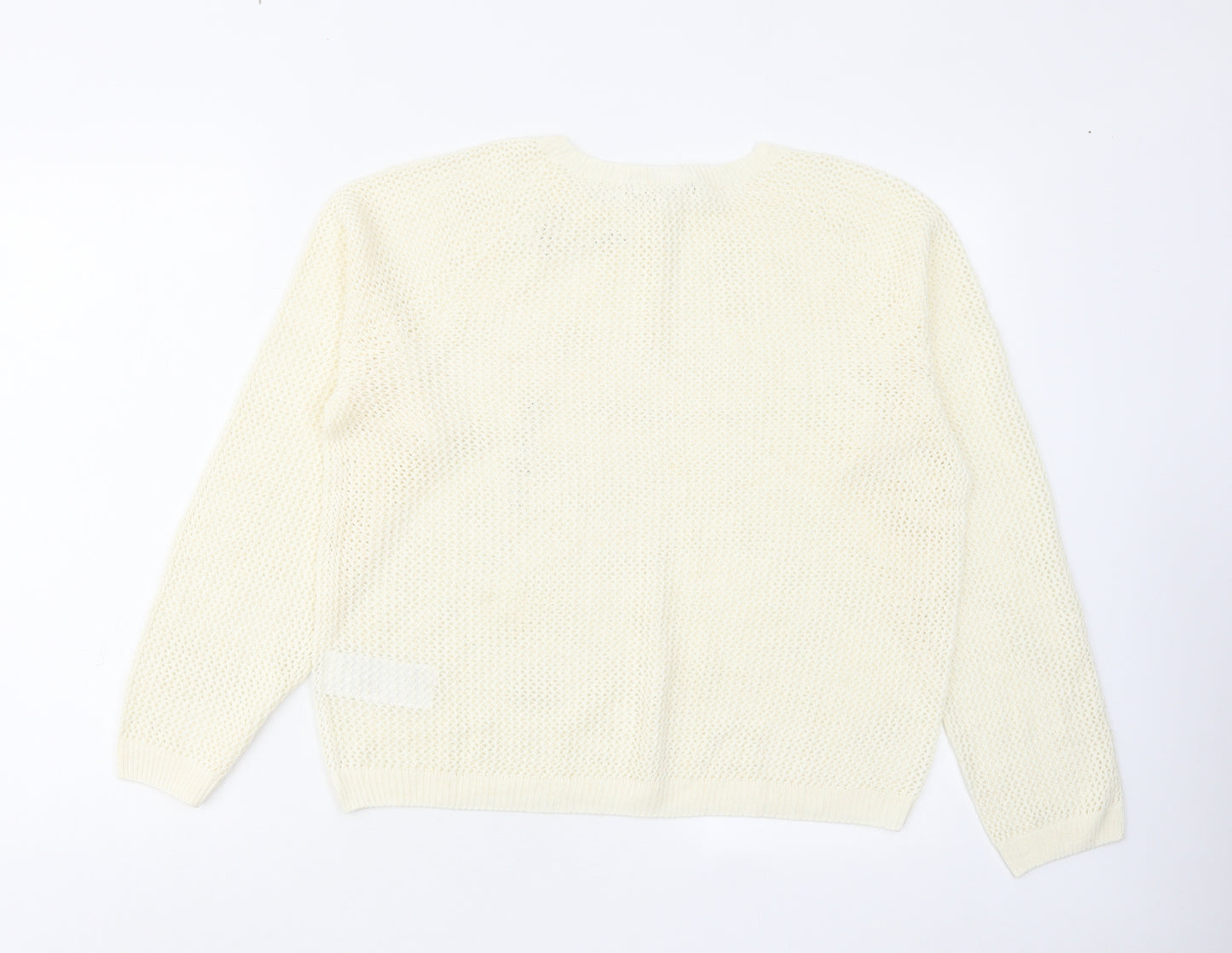 Uniqlo Womens Ivory Round Neck Acrylic Pullover Jumper Size XL