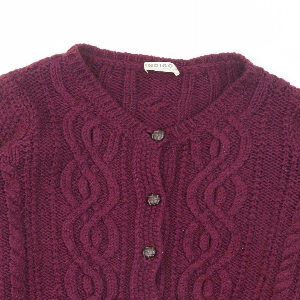 Marks and Spencer Womens Purple V-Neck Acrylic Cardigan Jumper Size 16