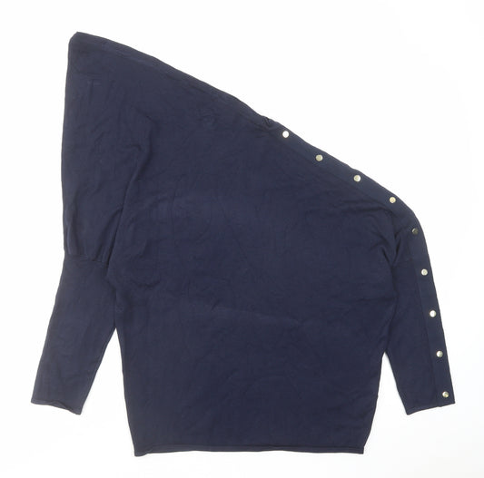 Karen Millen Womens Blue V-Neck Viscose Pullover Jumper Size S
