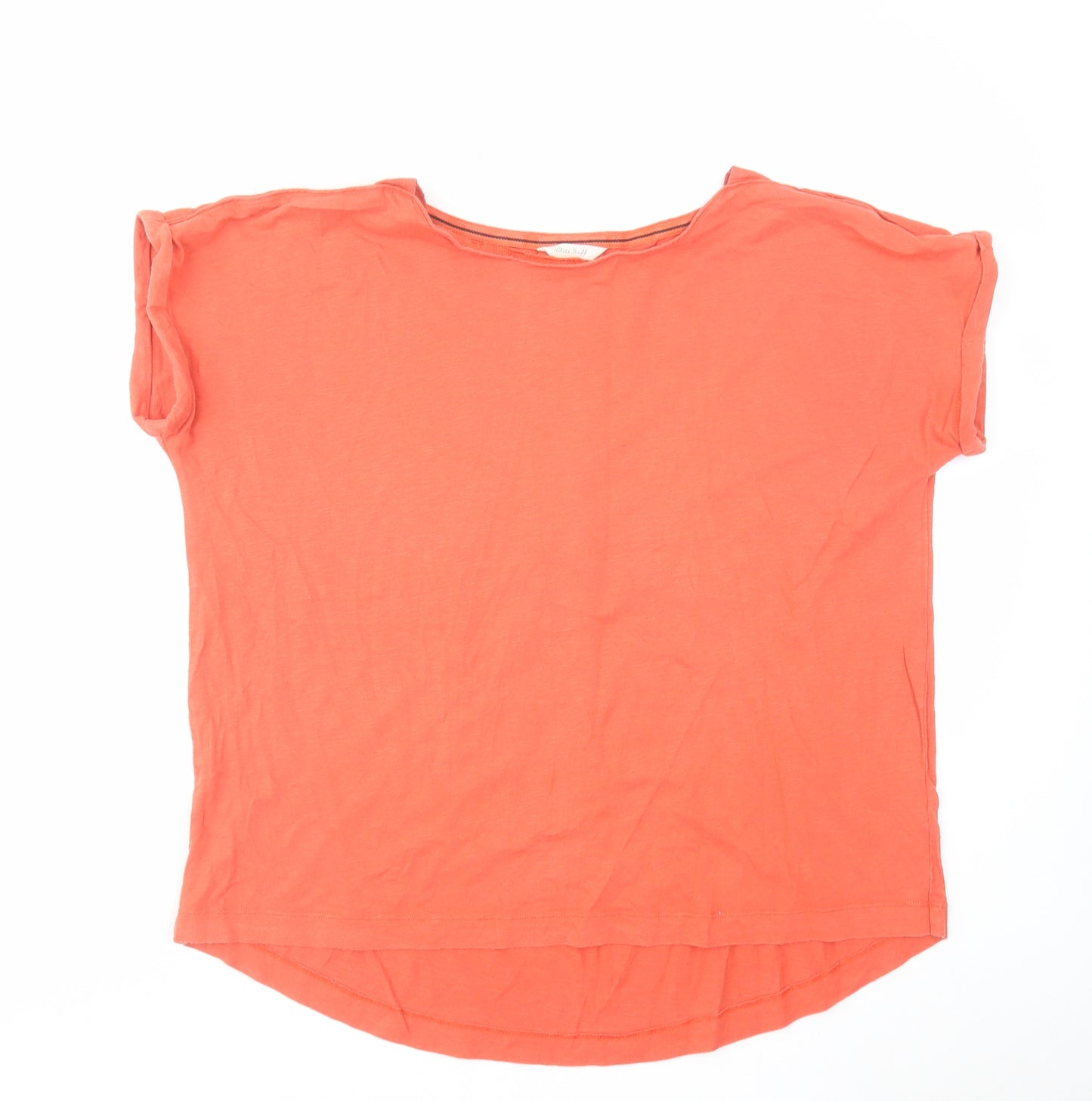 White Stuff Womens Orange Cotton Basic T-Shirt Size 14 Round Neck