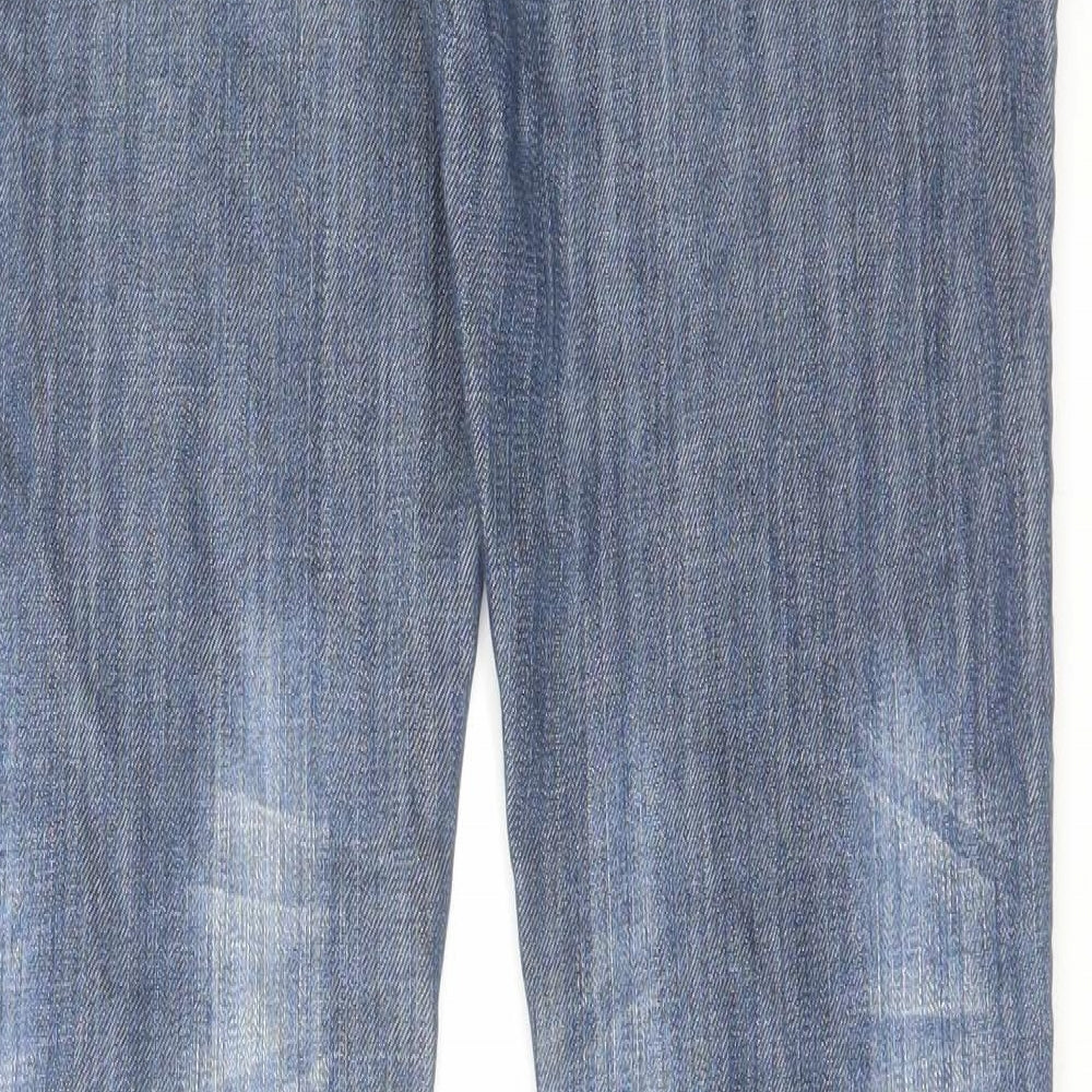 Fes Womens Blue Cotton Skinny Jeans Size 8 L30 in Regular Zip - Pleated Detail