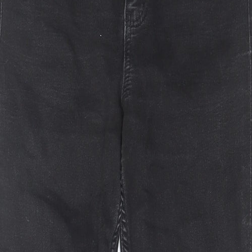 Marks and Spencer Womens Black Cotton Straight Jeans Size 10 L28 in Slim Zip