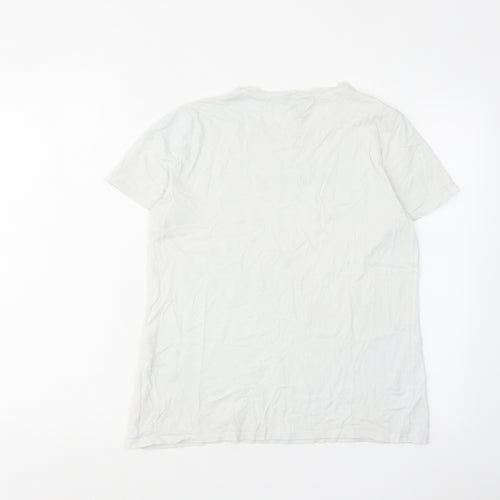 New Look Womens White Cotton Basic T-Shirt Size 10 Round Neck
