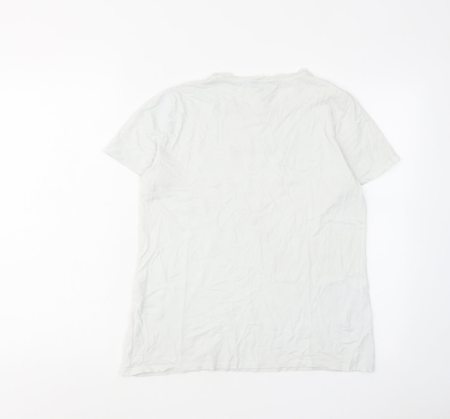 New Look Womens White Cotton Basic T-Shirt Size 10 Round Neck