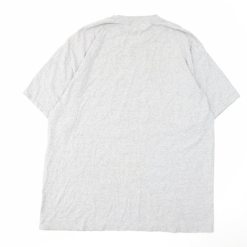 Hanes Mens Grey Cotton T-Shirt Size 2XL Crew Neck