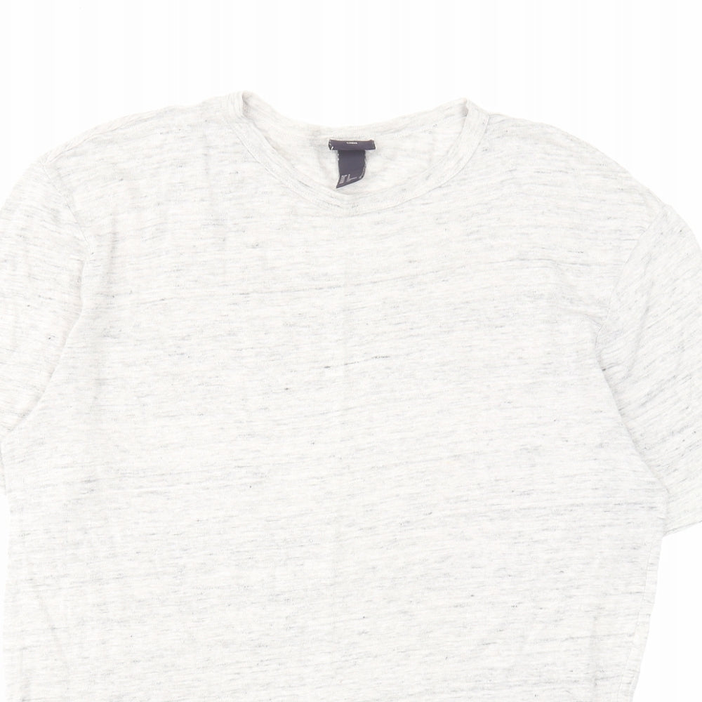 H&M Mens Beige Linen T-Shirt Size S Crew Neck