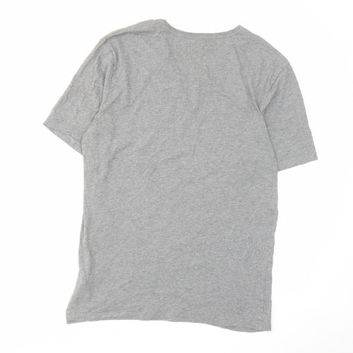 HUGO BOSS Mens Grey Cotton T-Shirt Size L Round Neck