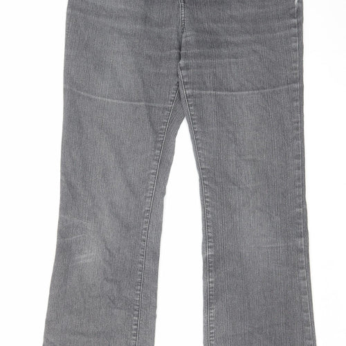 Per Una Womens Grey Cotton Bootcut Jeans Size 12 L30 in Regular Zip
