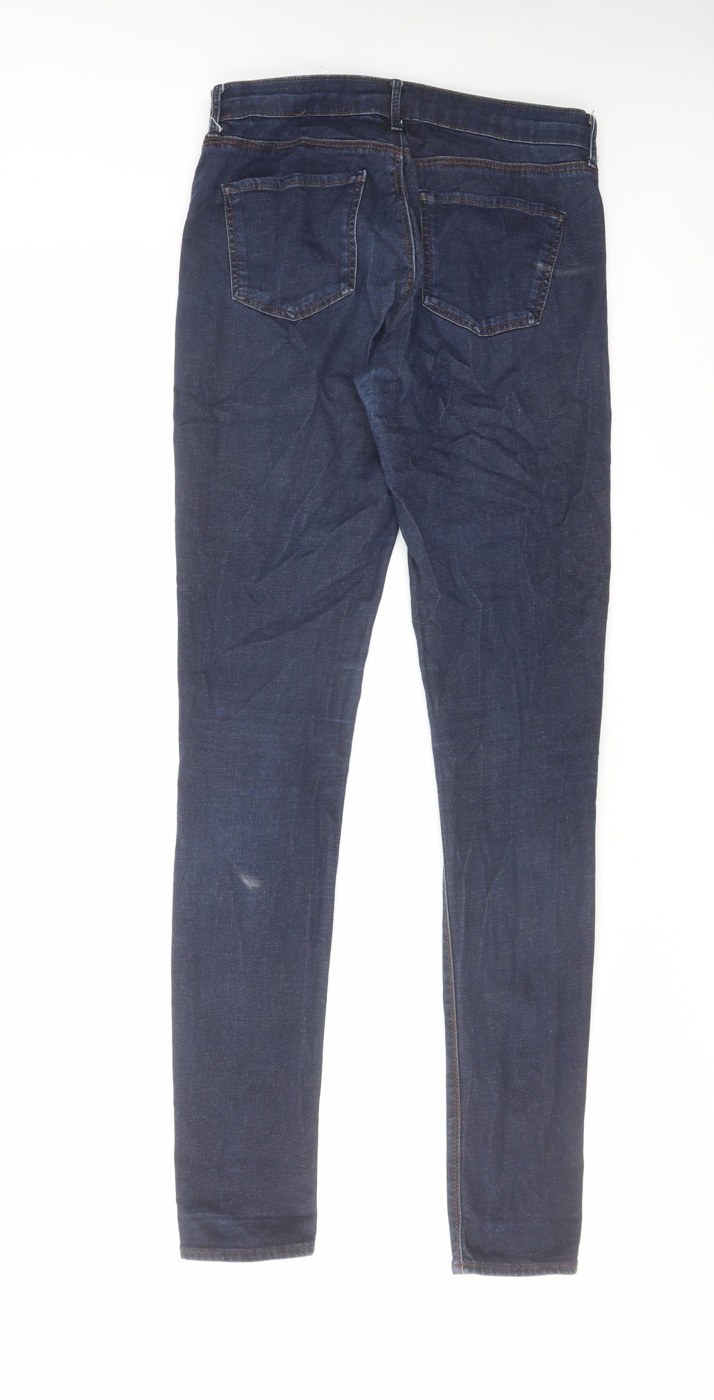 Topshop Womens Blue Cotton Skinny Jeans Size 28 in L34 in Regular Zip