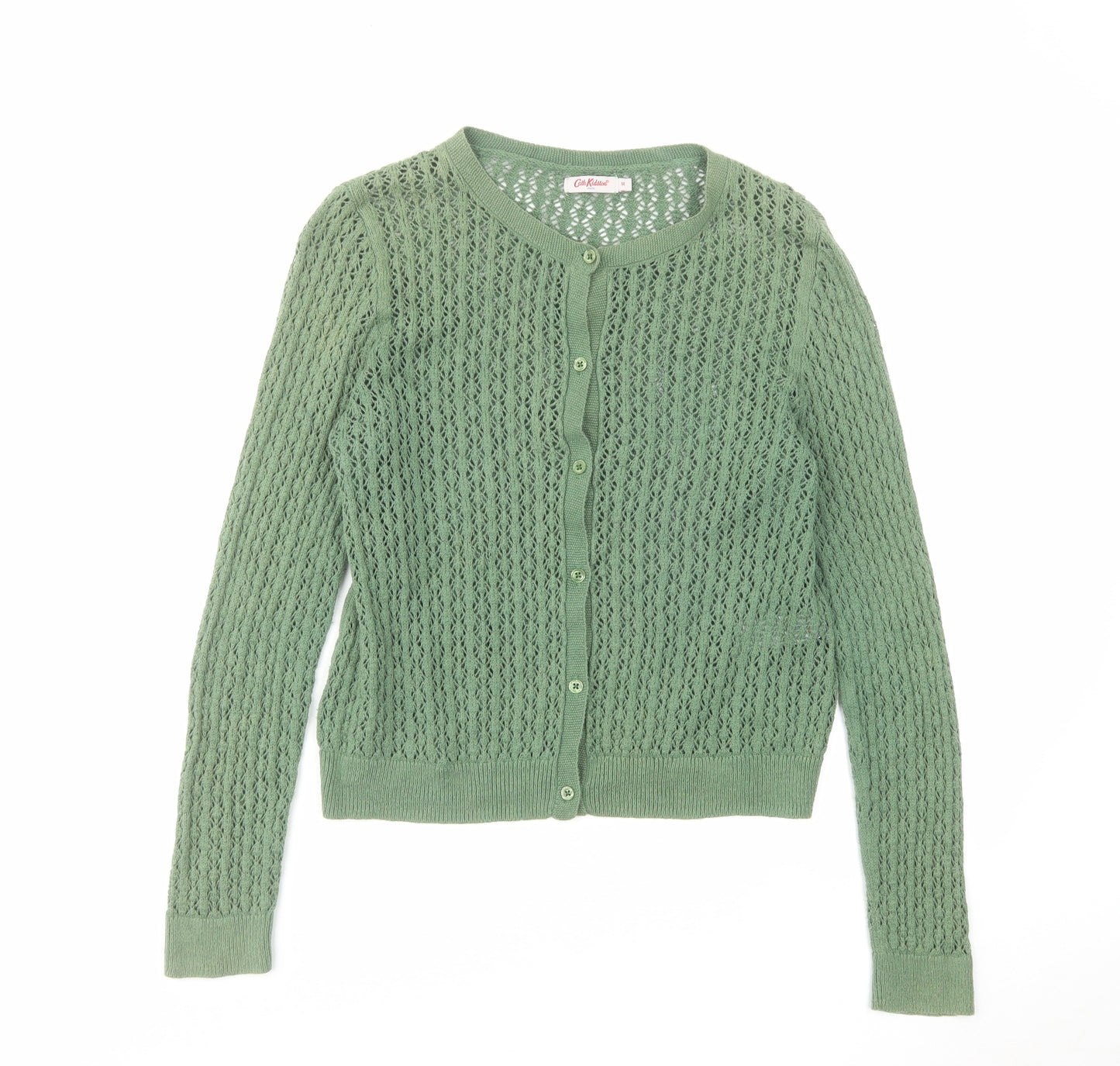 Cath Kidston Womens Green Round Neck Cotton Cardigan Jumper Size M