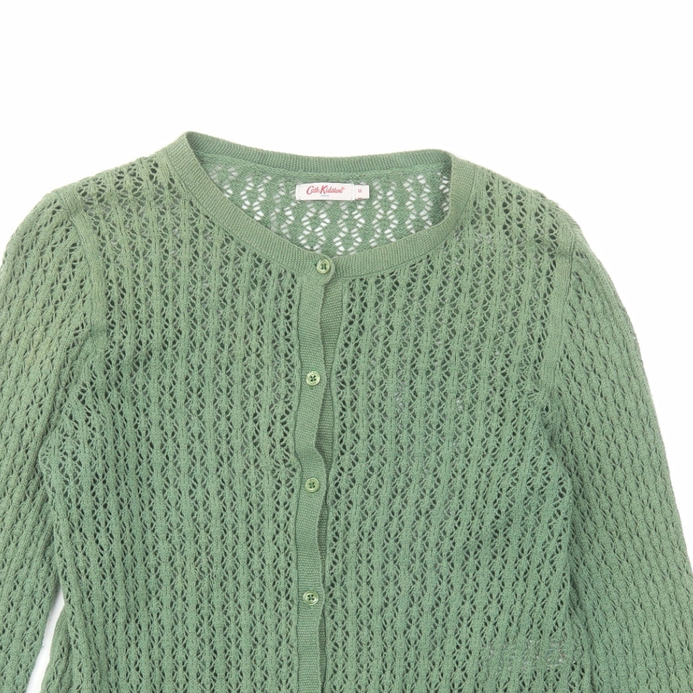 Cath Kidston Womens Green Round Neck Cotton Cardigan Jumper Size M