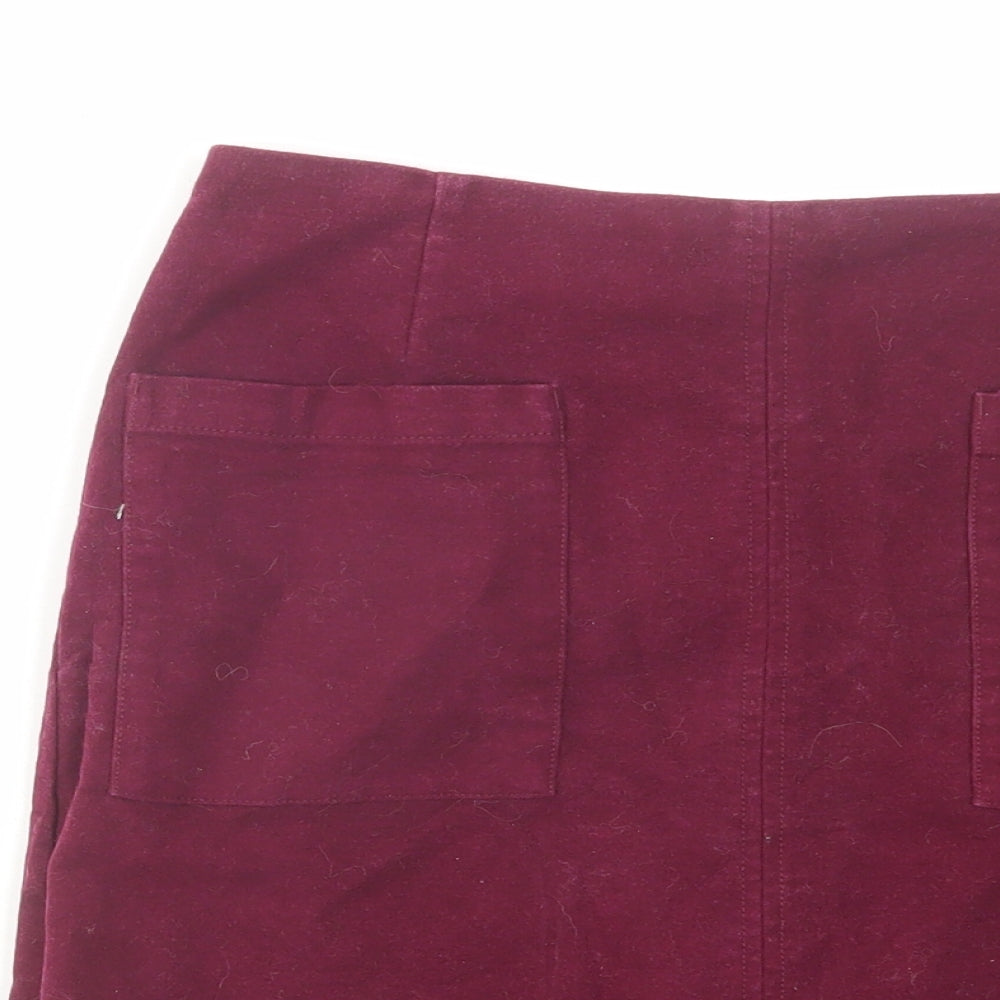 Boden Womens Purple Cotton A-Line Skirt Size 10 Zip
